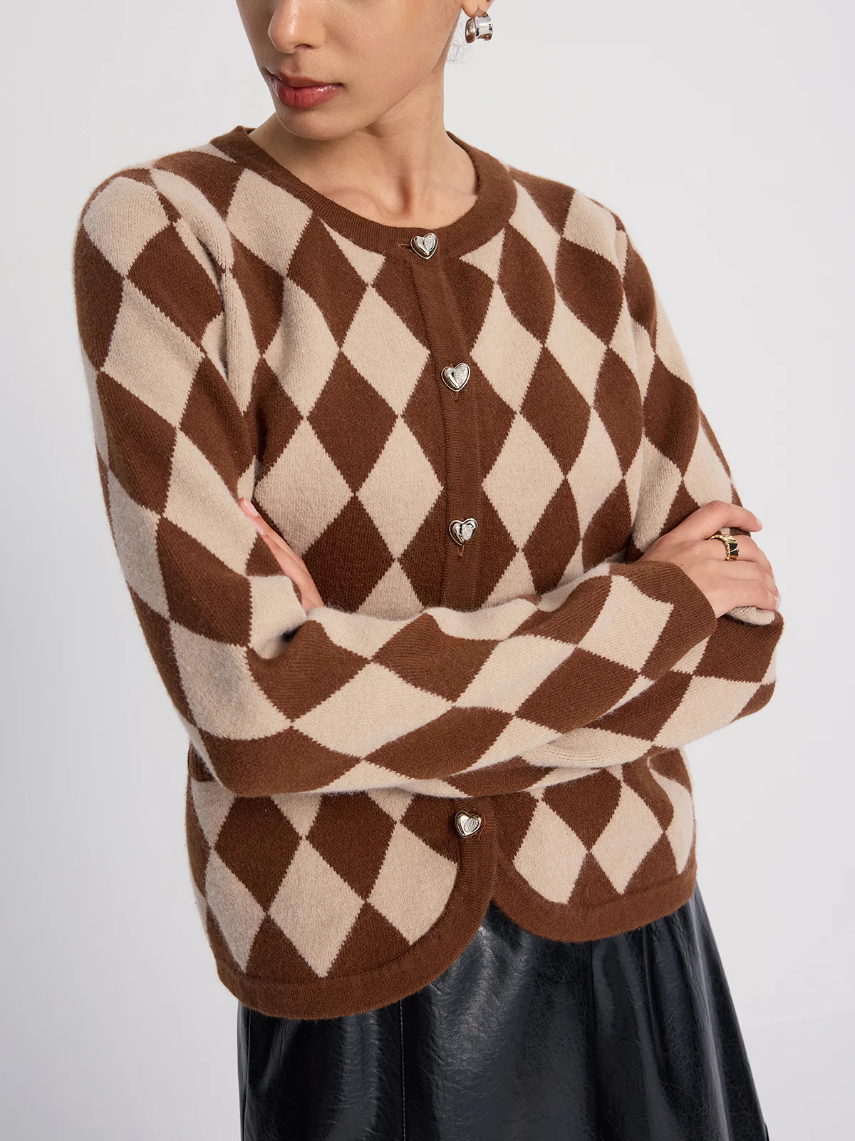 Argyle-Patterned Knit Cardigan - Image 4