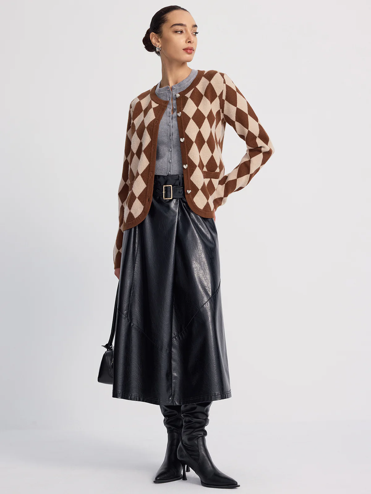 Argyle-Patterned Knit Cardigan - Image 5