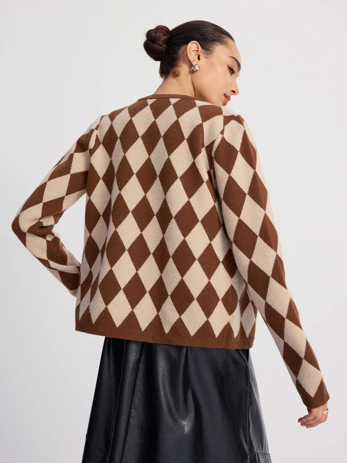 Argyle-Patterned Knit Cardigan - Image 6