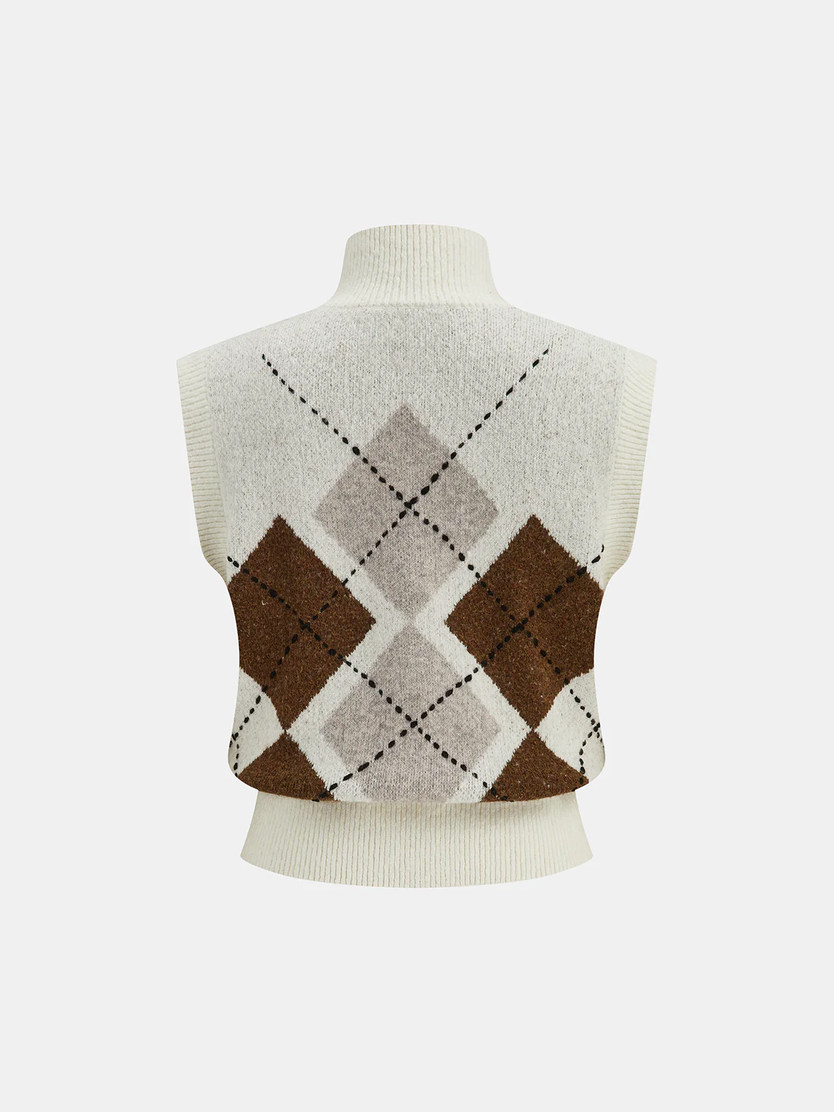 Argyle Turtleneck Knit Vest - Image 3