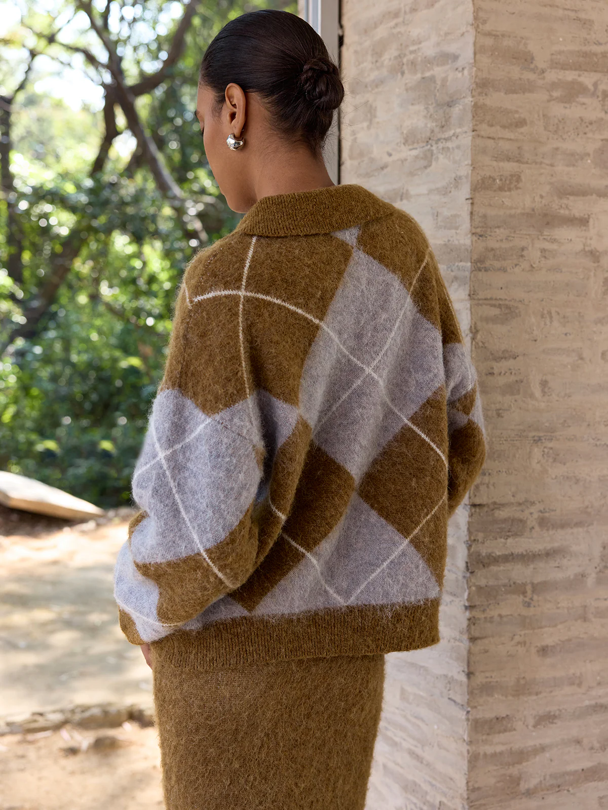 Argyle Wool-Blend Sweater & Maxi Skirt Set - Image 4