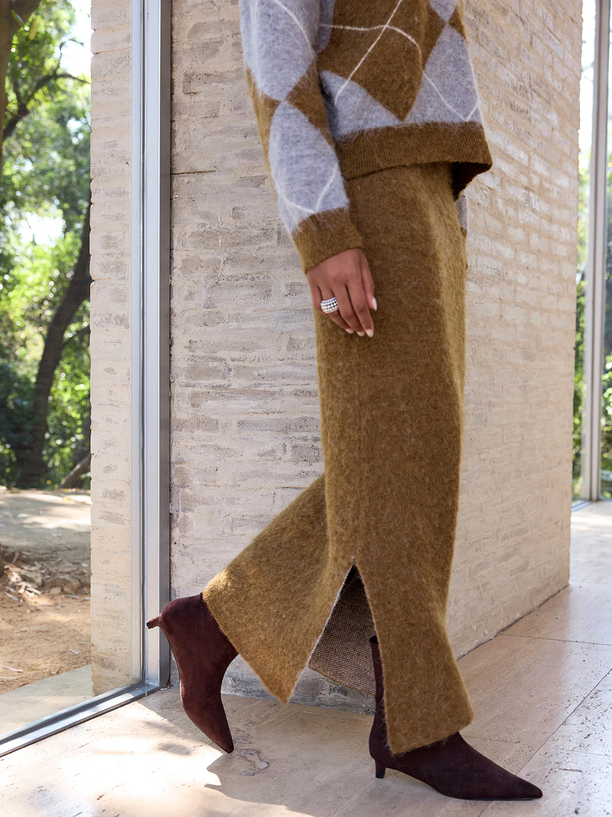 Argyle Wool-Blend Sweater & Maxi Skirt Set - Image 7