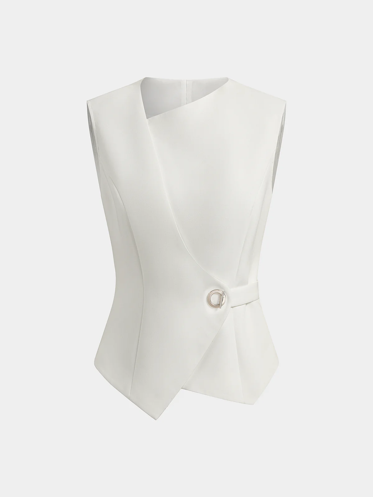 Asymmetric Buckle Waist Sleeveless Vest - Image 2