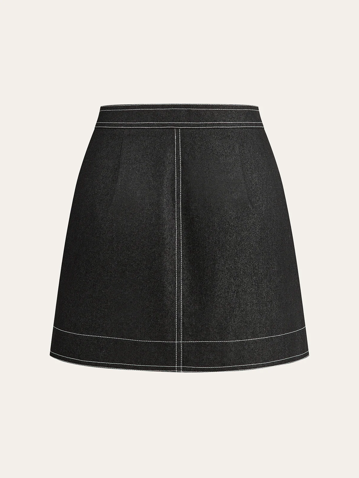 Asymmetric Button-Front Pocket Mini Skirt - Image 2
