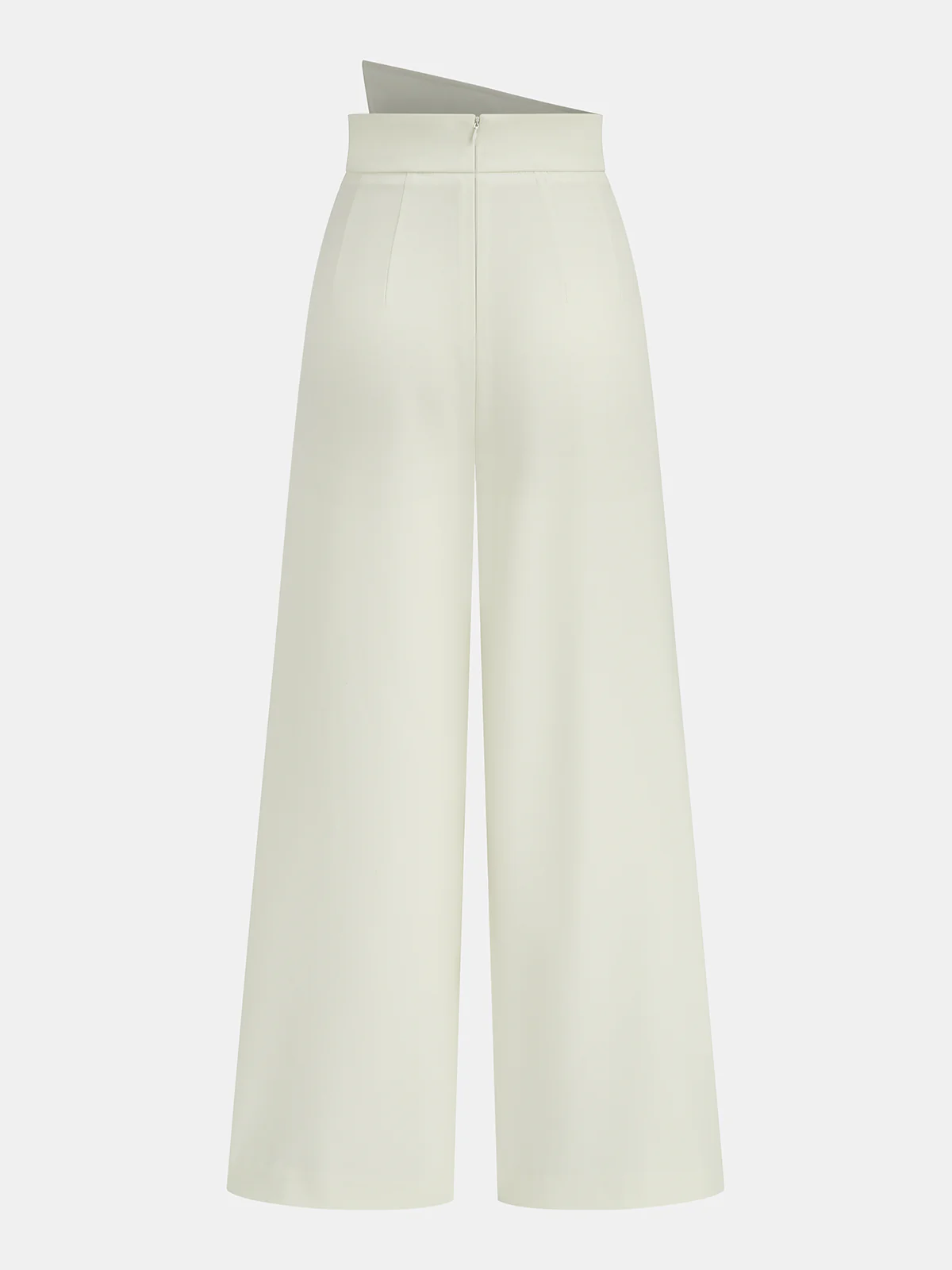 Asymmetric Button Mid-Waist Wide-Leg Pants - Image 3