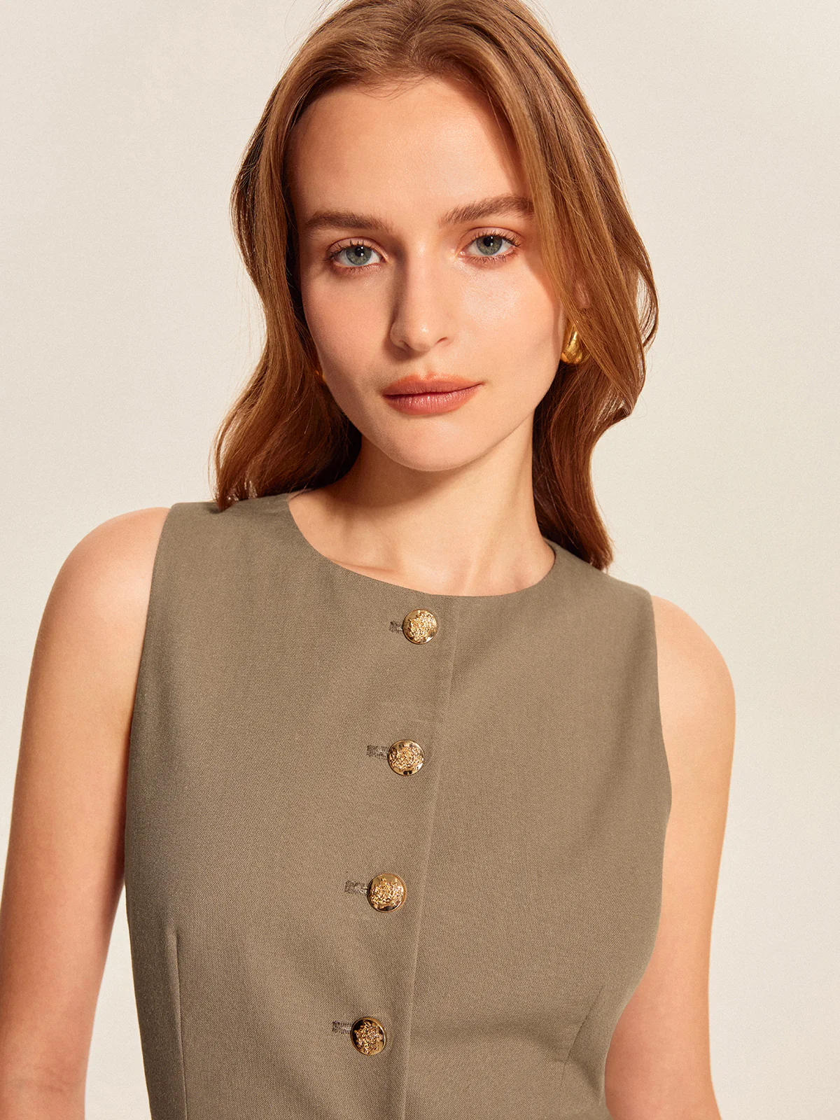 Asymmetric Button Pocket Detail Vest - Image 5