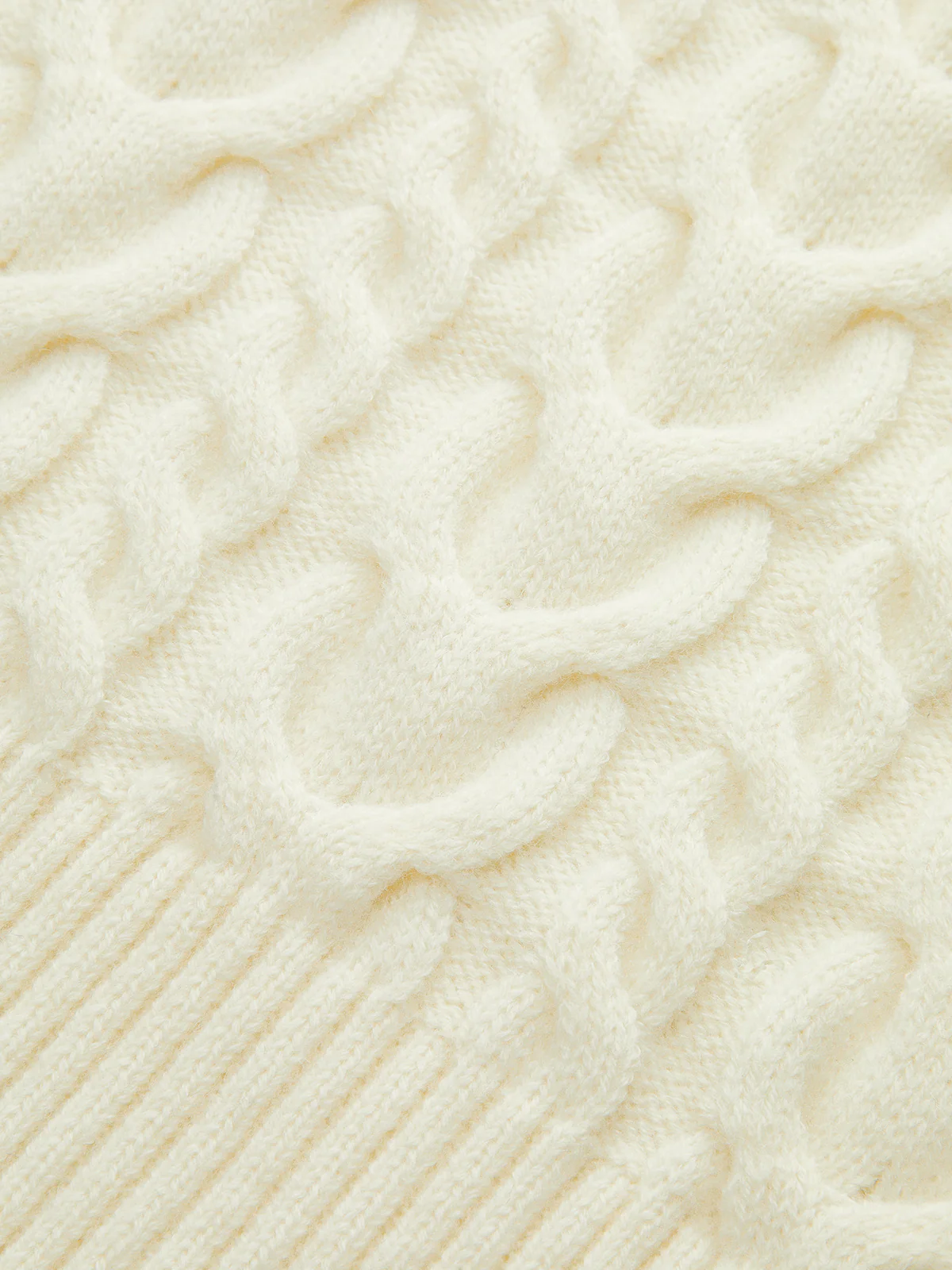 Asymmetric Collar Cable Knit Sweater - Image 4