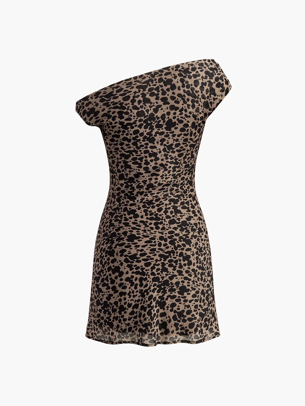Asymmetric Collar Printed Short Dress - Image 2