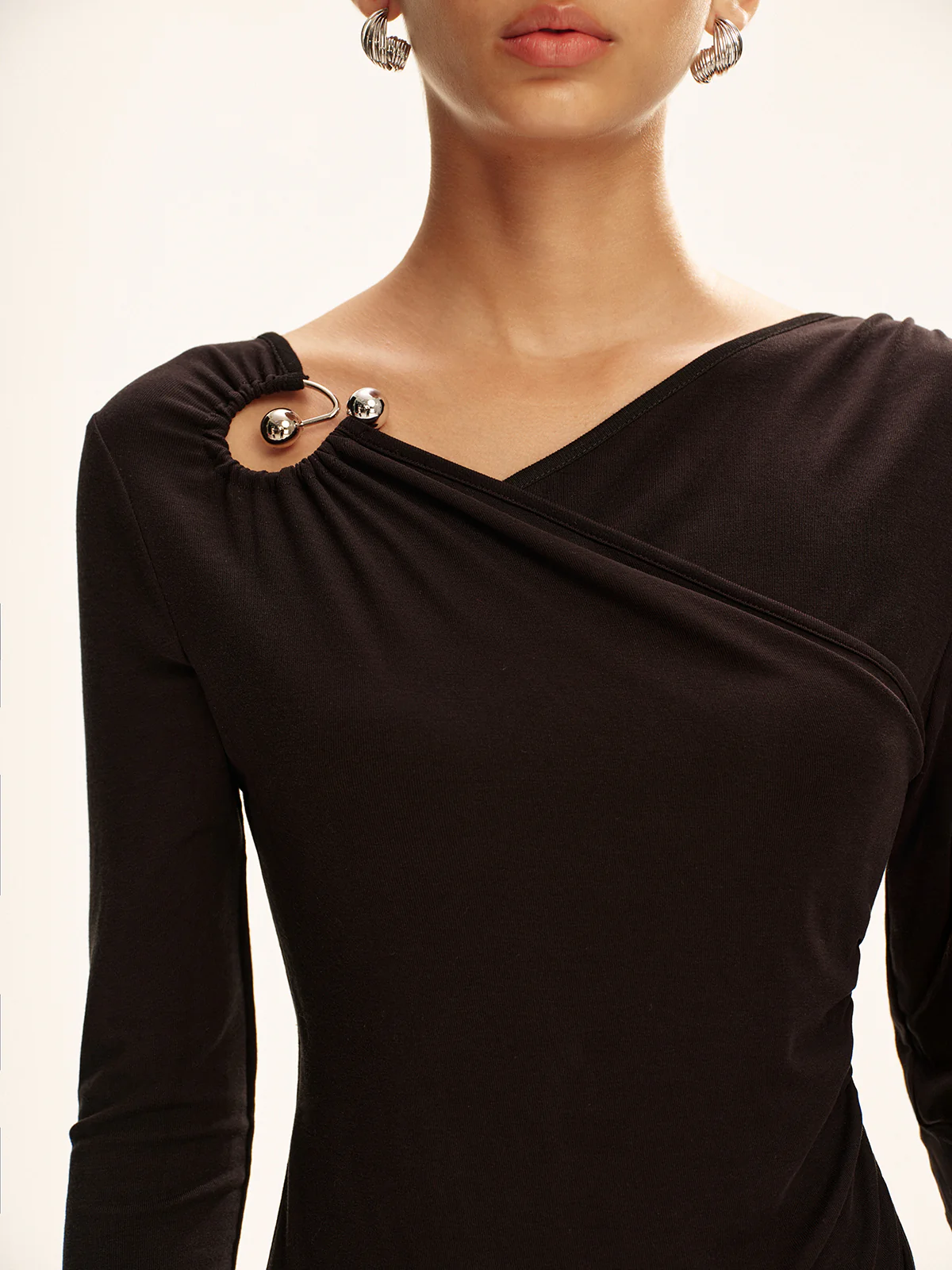 Asymmetric Cut-Out Long-Sleeve T-Shirt - Image 2