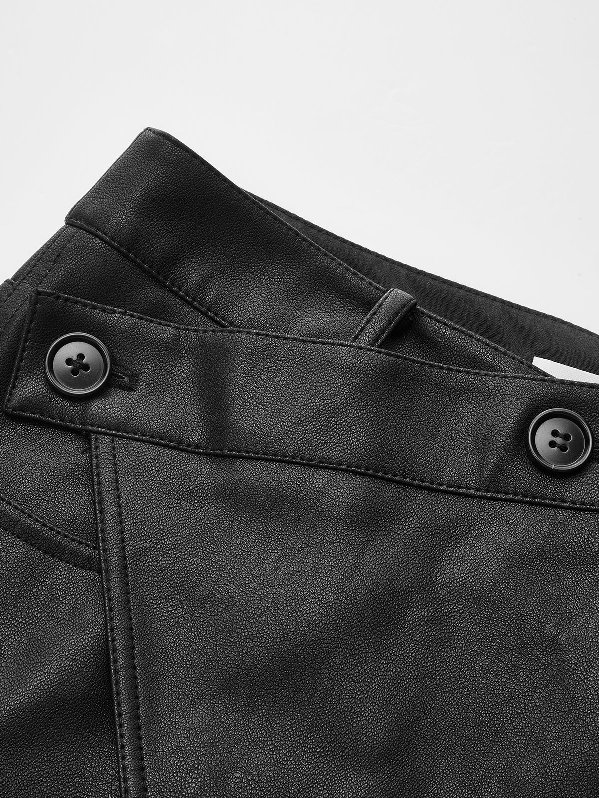 Asymmetric Faux Leather Midi Skirt - Image 3