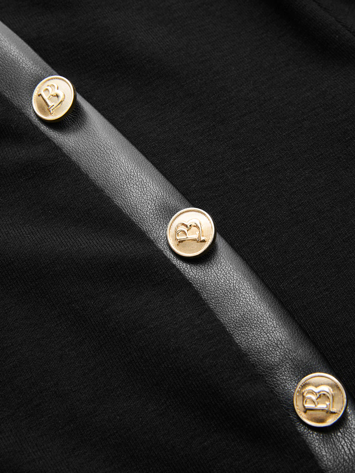 Asymmetric Faux Leather Panel Knit Top - Image 6