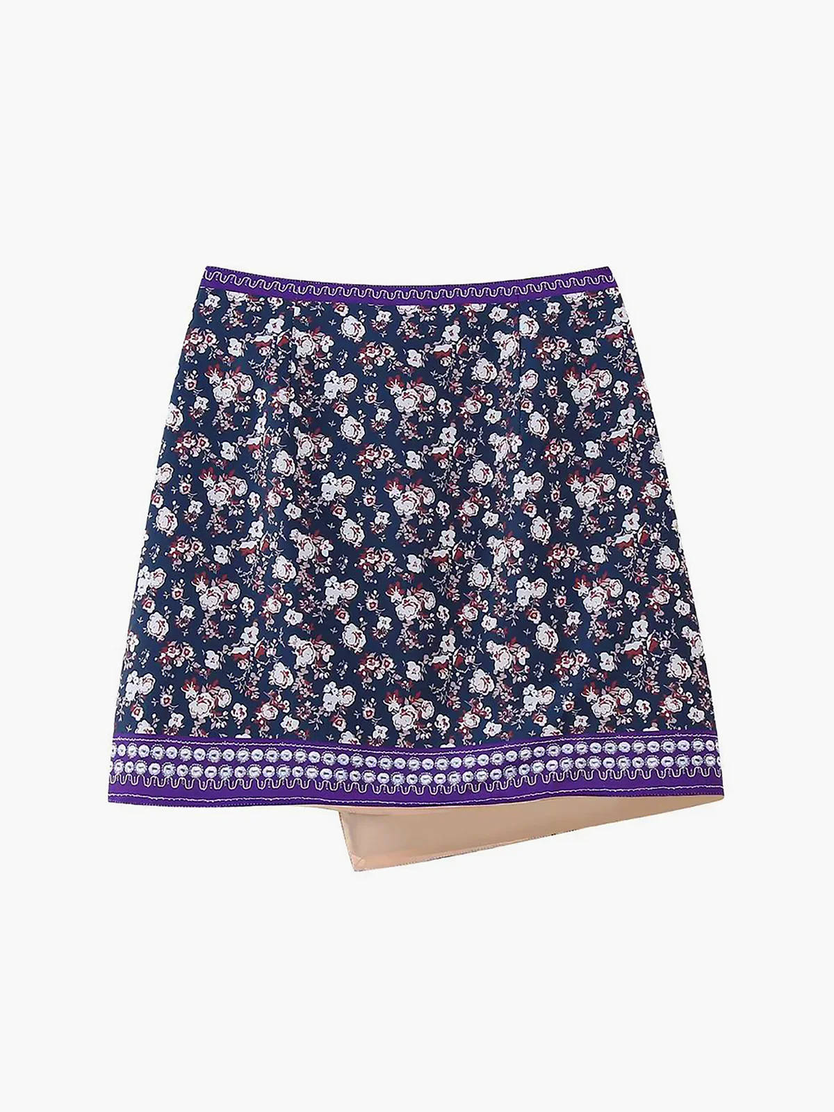 Asymmetric Floral Printed Mini Skirt - Image 3