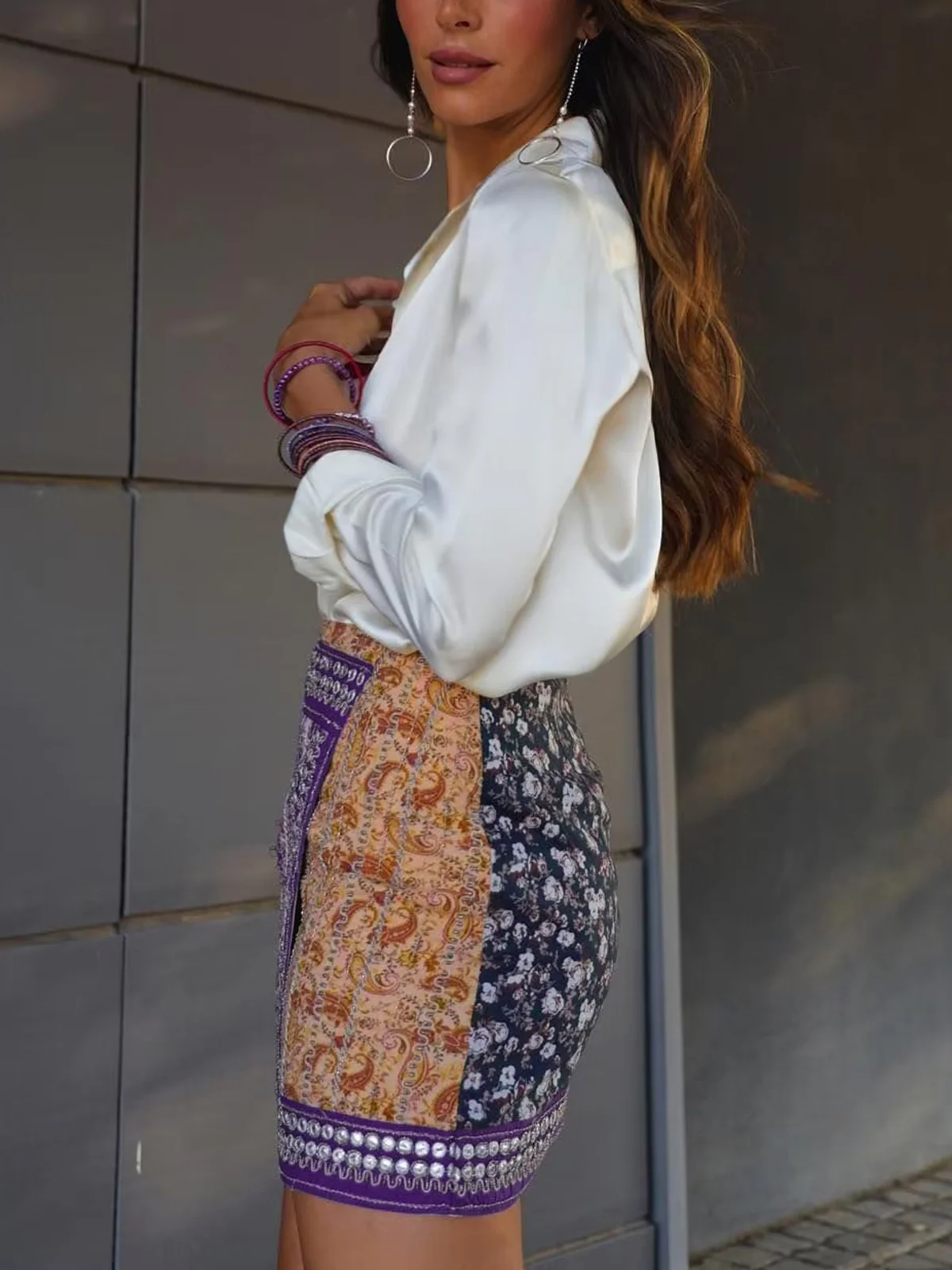 Asymmetric Floral Printed Mini Skirt - Image 4