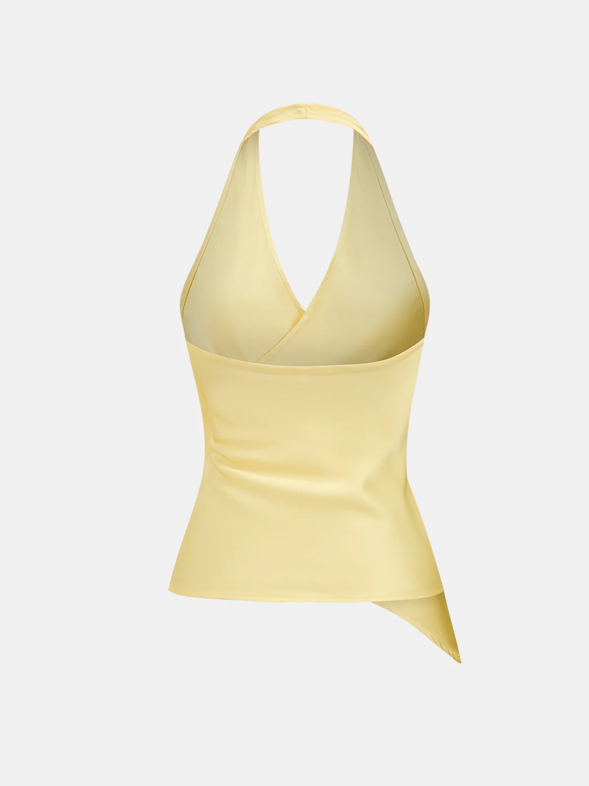 Asymmetric Hem Satin Halter Wrap Top - Image 2
