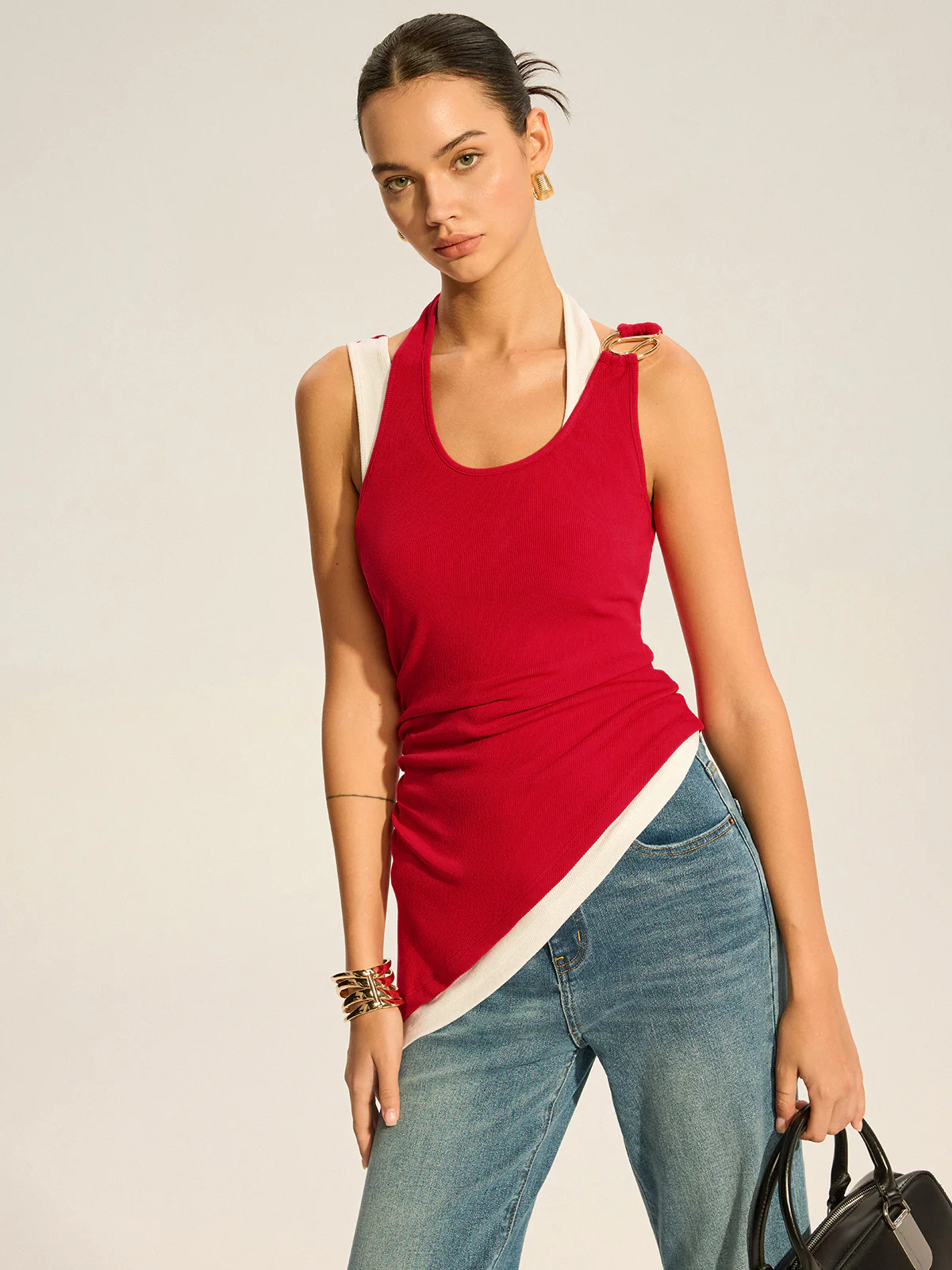 Asymmetric Layered Halter Top - Image 6