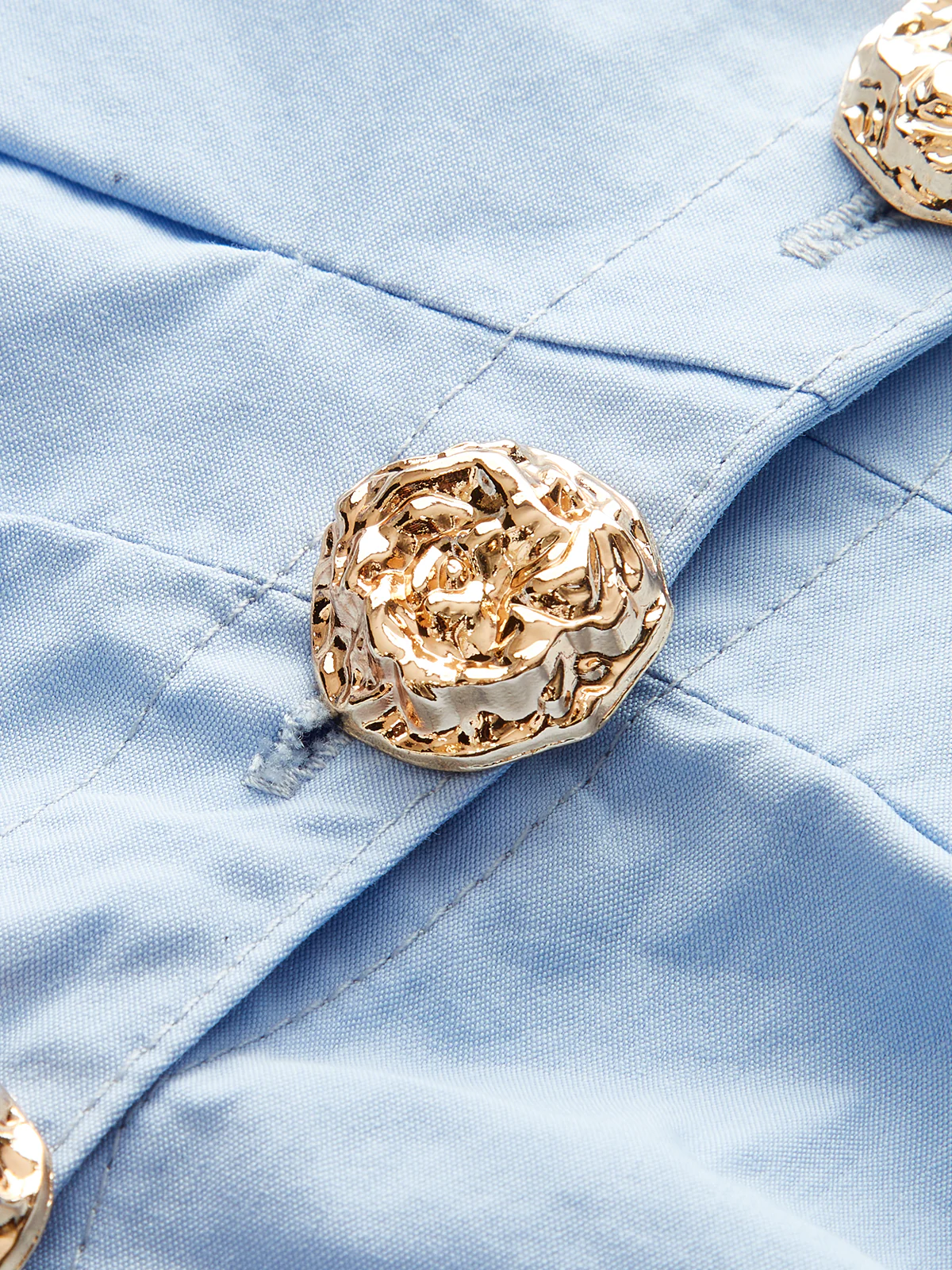 Asymmetric Metal Button Puff-Sleeve Shirt - Image 4
