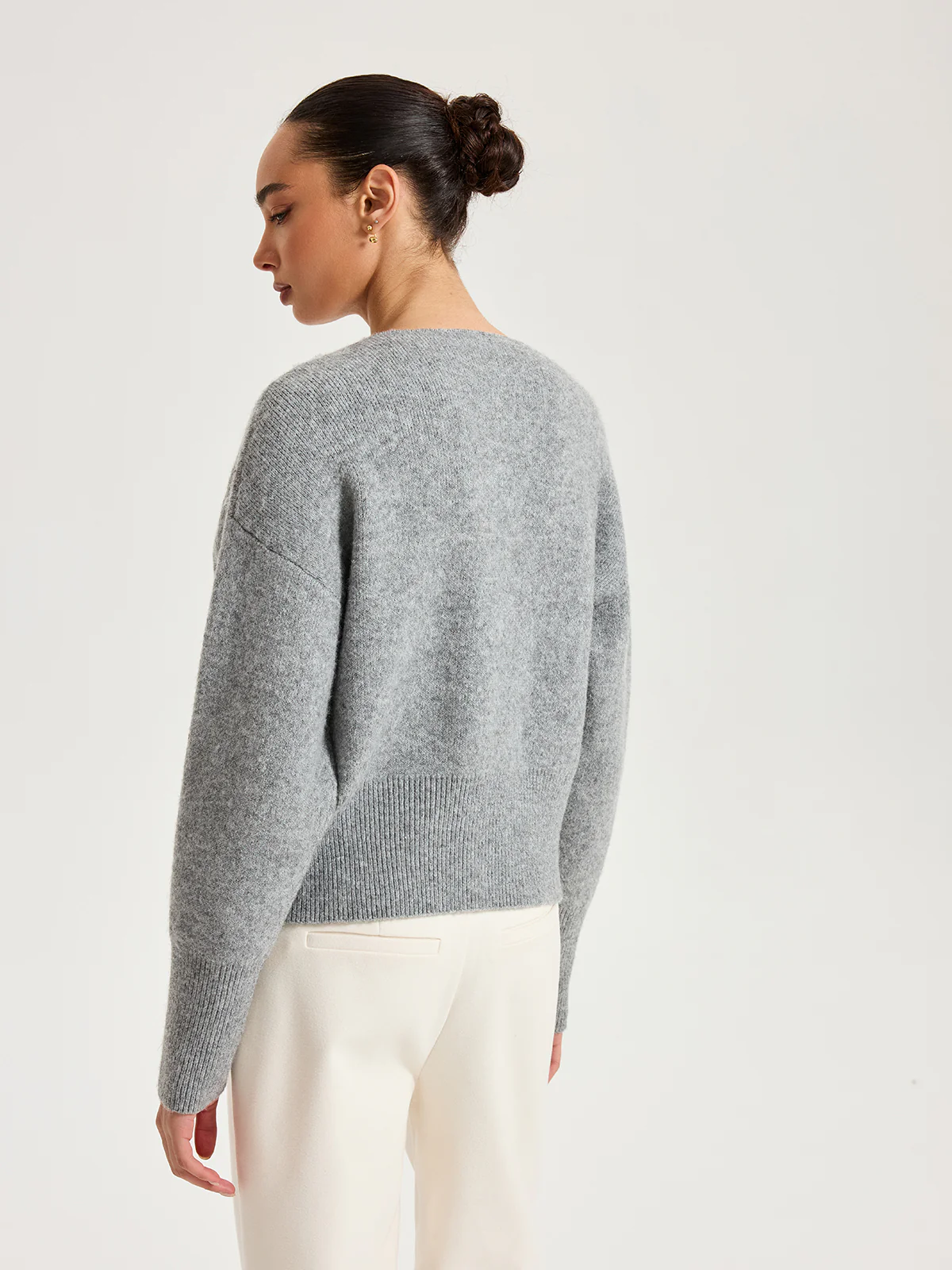 Asymmetric Metal Button Wool-Blend Cardigan - Image 6