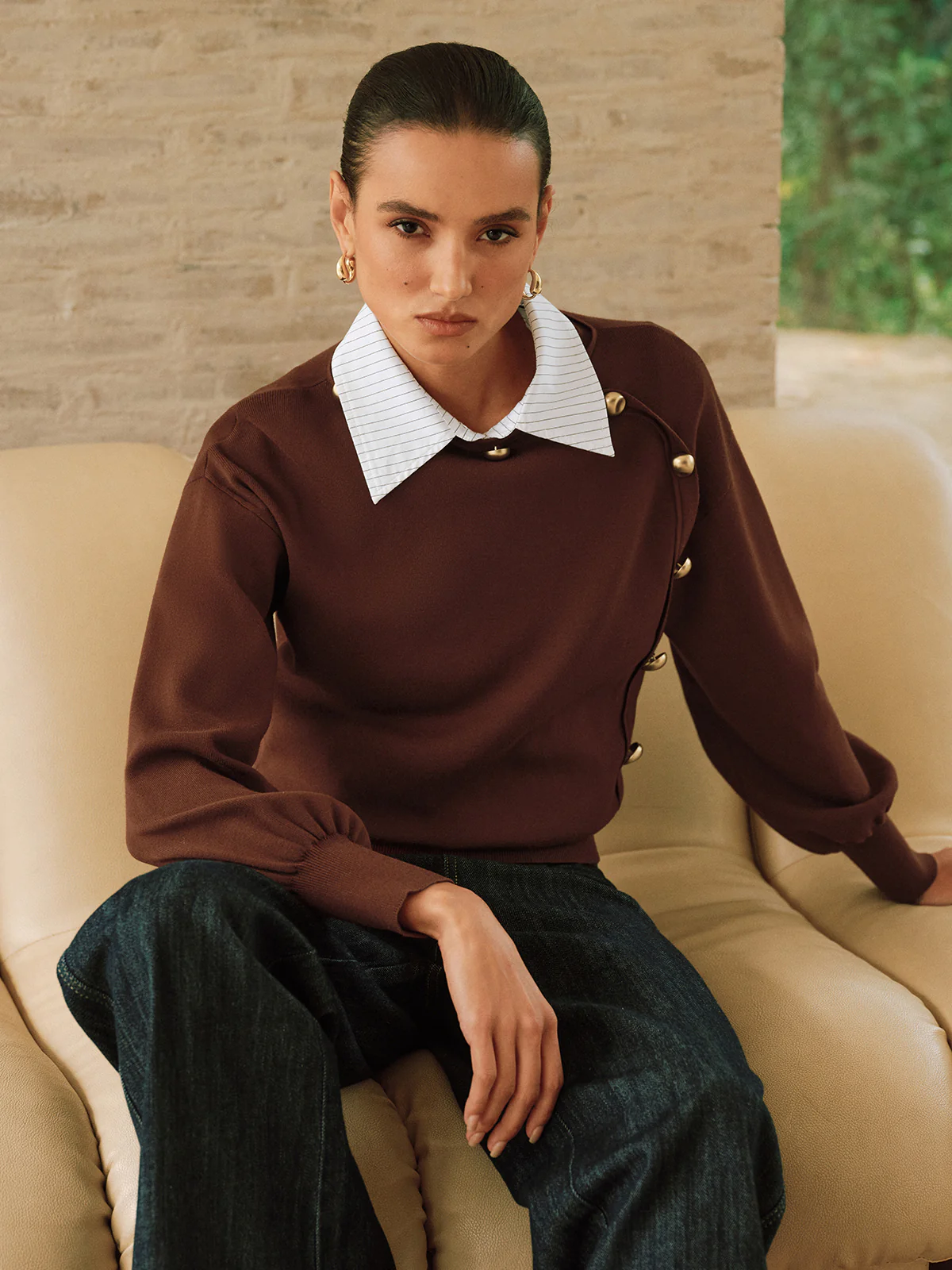 Asymmetric Metal Detail Sweater - Image 3