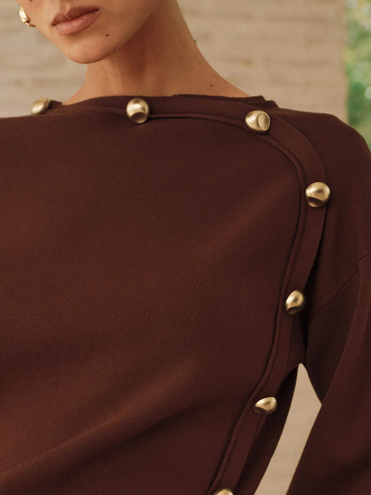 Asymmetric Metal Detail Sweater - Image 5