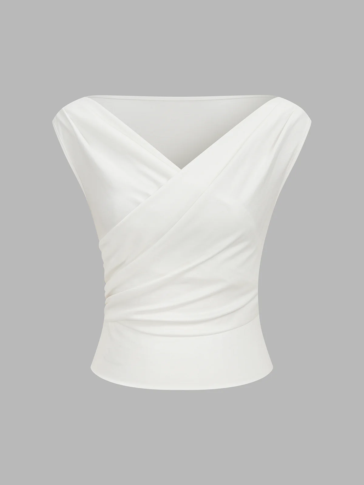 Asymmetric Neckline Ruched Blouse - Image 2