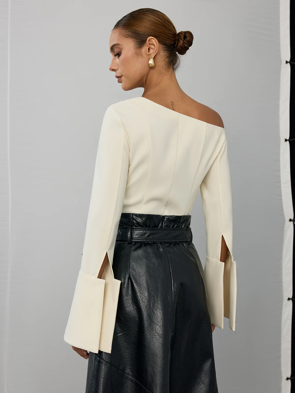 Asymmetric Off-Shoulder Bell-Sleeve Top - Image 6
