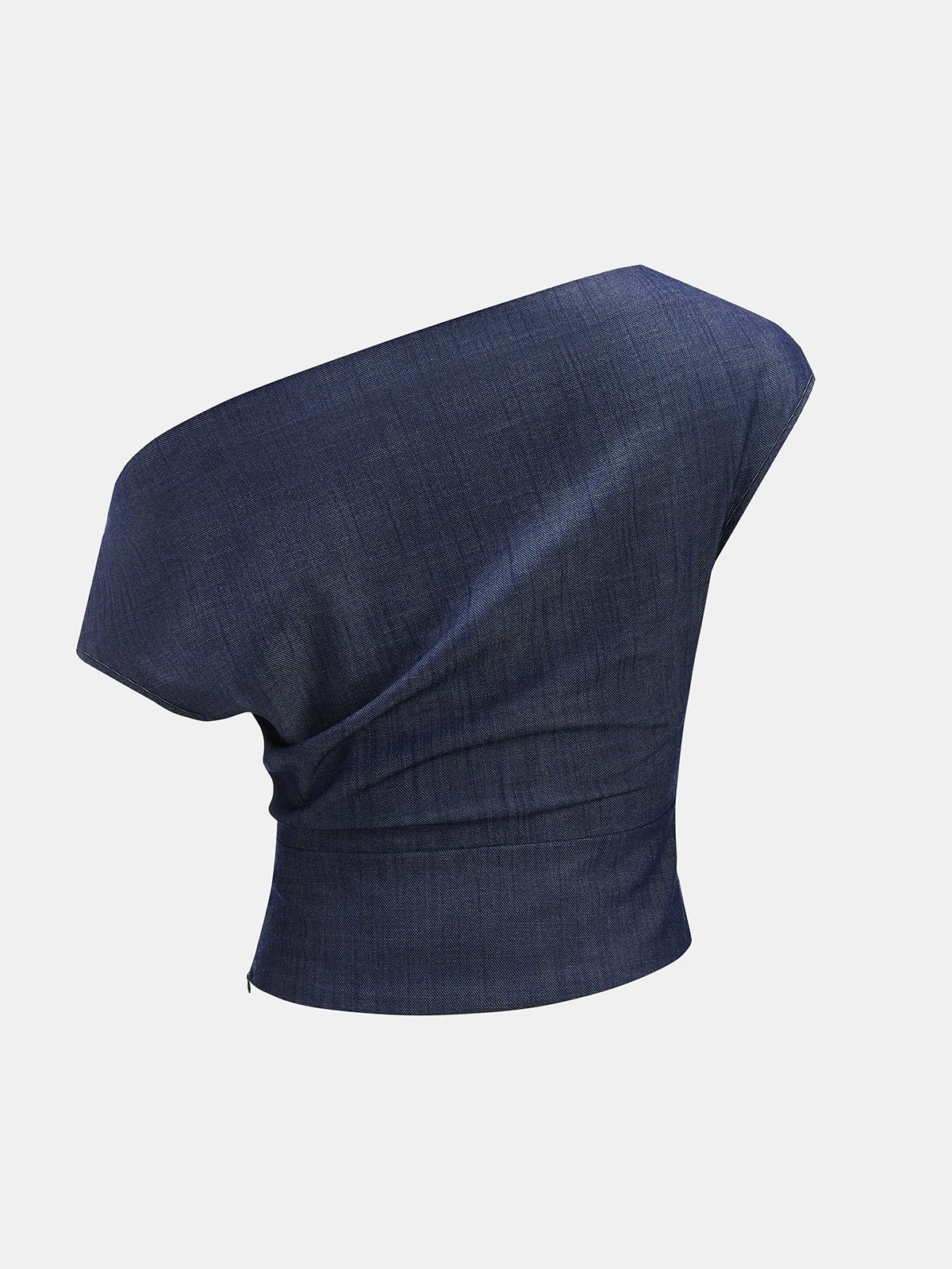 Asymmetric Off-Shoulder Denim Top & Belted Shorts Set - Image 3