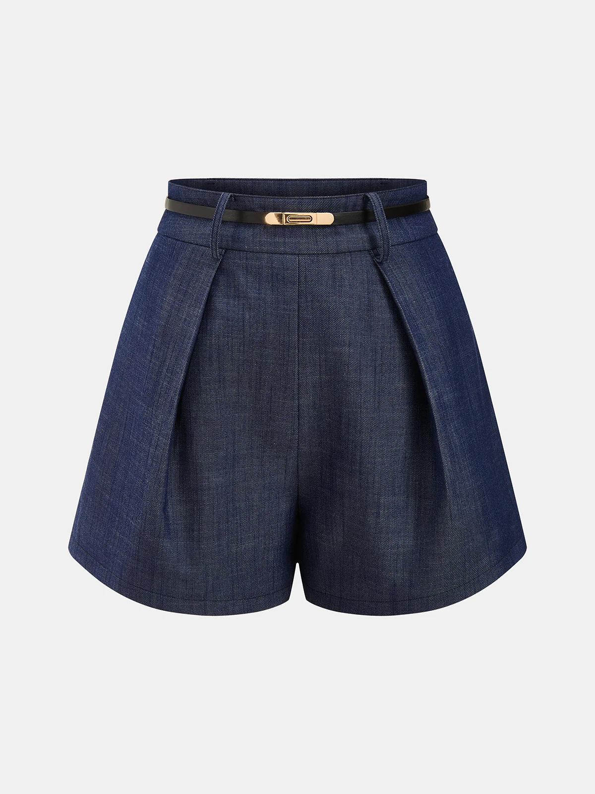 Asymmetric Off-Shoulder Denim Top & Belted Shorts Set - Image 4