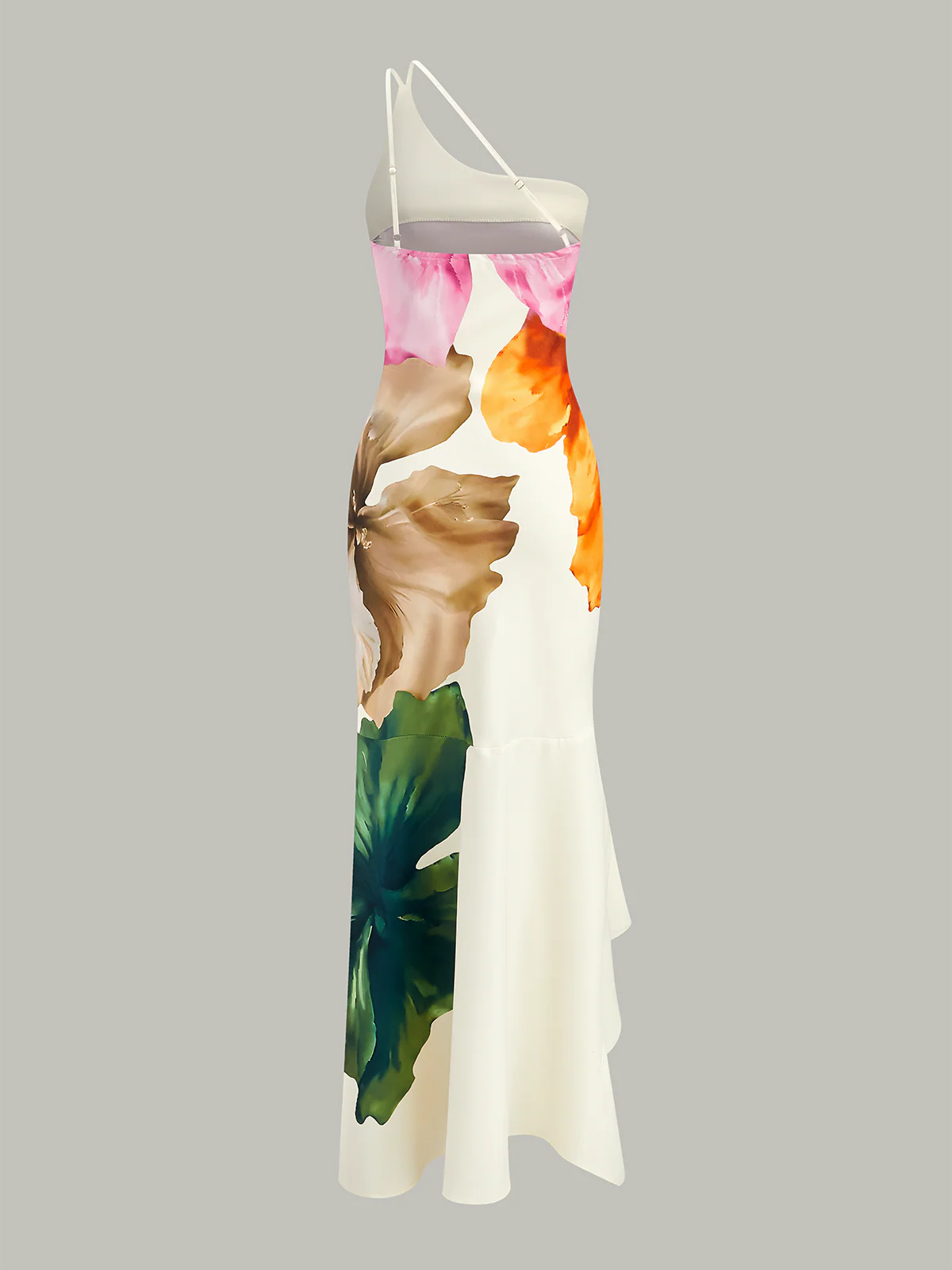 Asymmetric One-Shoulder Floral Print Maxi Dress - Image 5