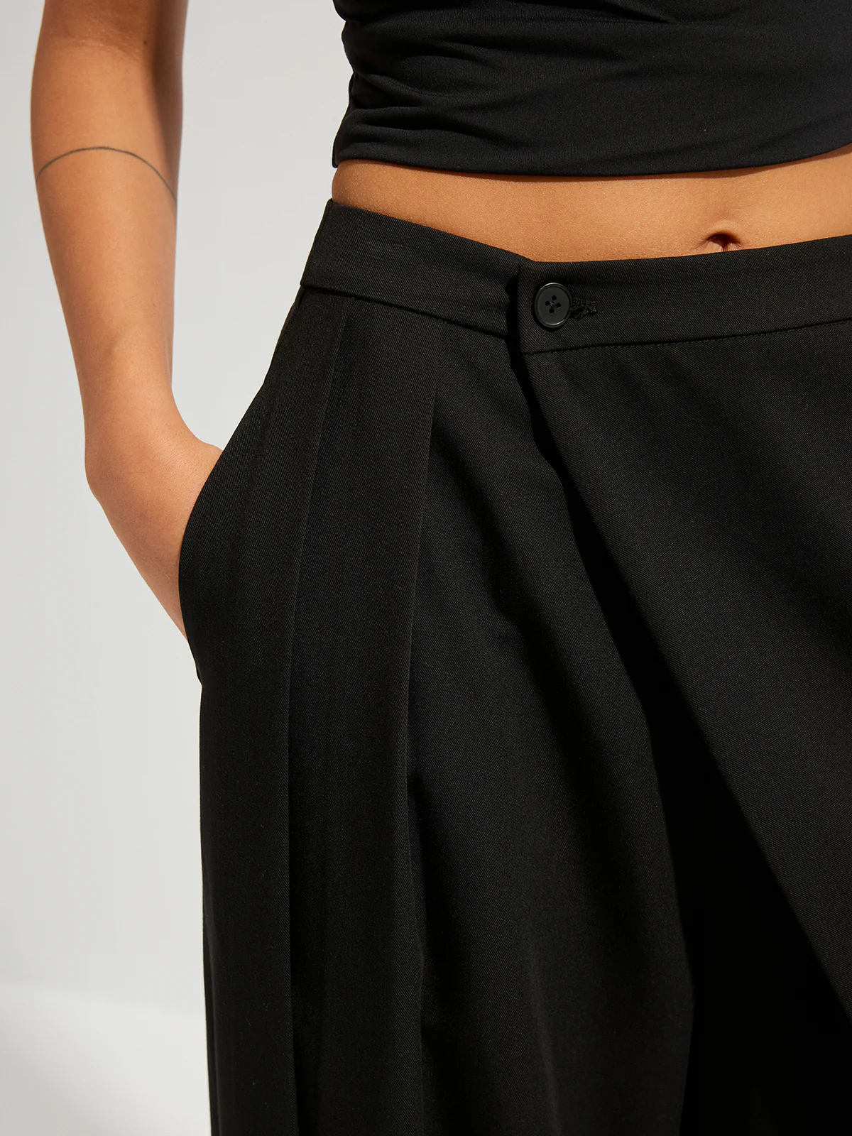 Asymmetric Overlay Wide Leg Pants - Image 7