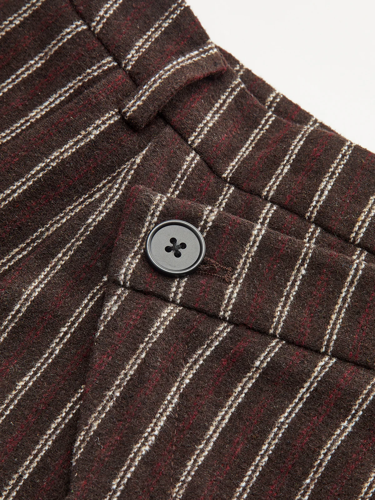 Asymmetric Placket Tweed Pinstripe Wide-Leg Pants - Image 4