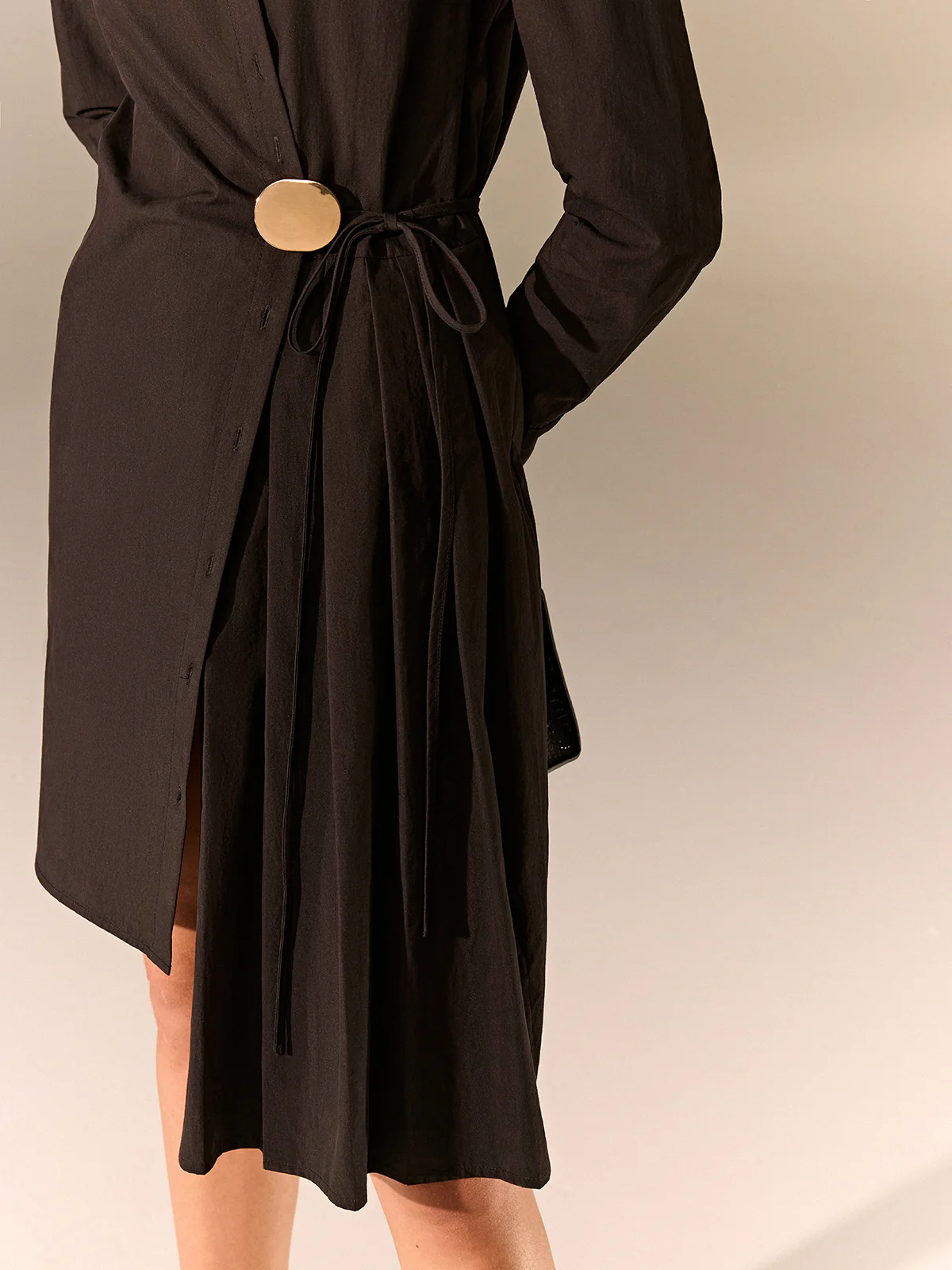 Asymmetric Pleated Hem Shirt Dress - Image 6