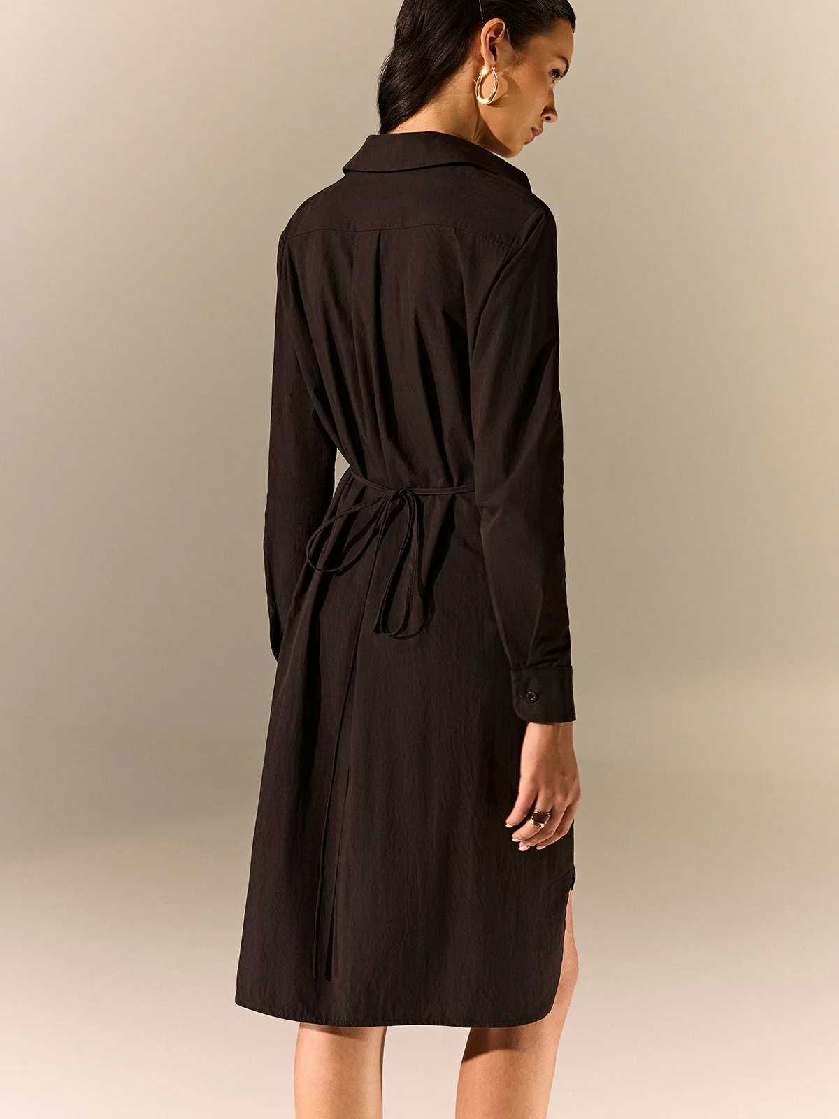 Asymmetric Pleated Hem Shirt Dress - Image 7