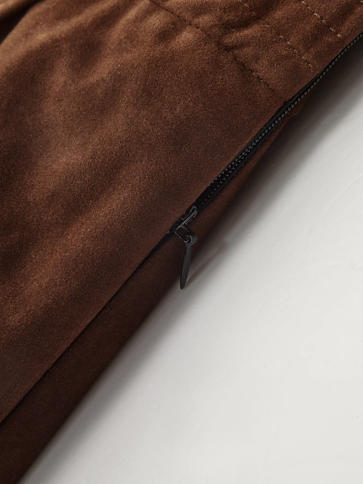 Asymmetric Pleated Suede Effect Mini Skirt - Image 4