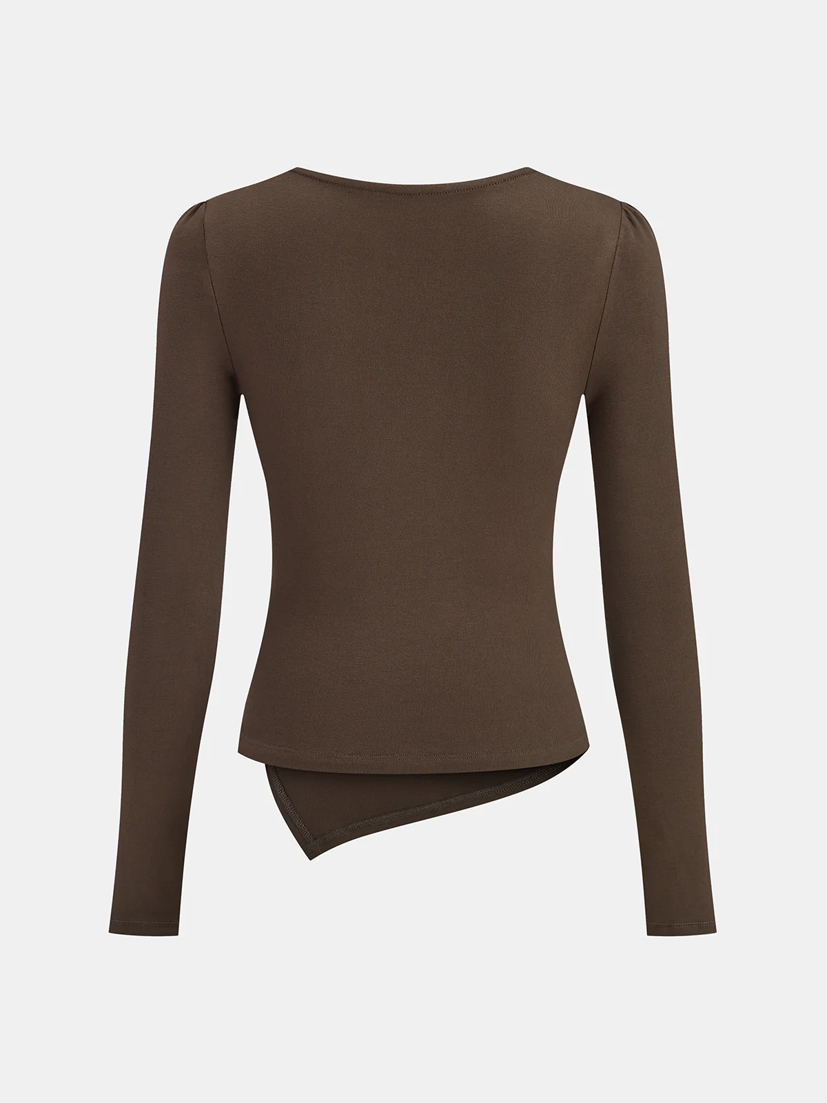 Asymmetric Ruched Long Sleeve T-Shirt - Image 2