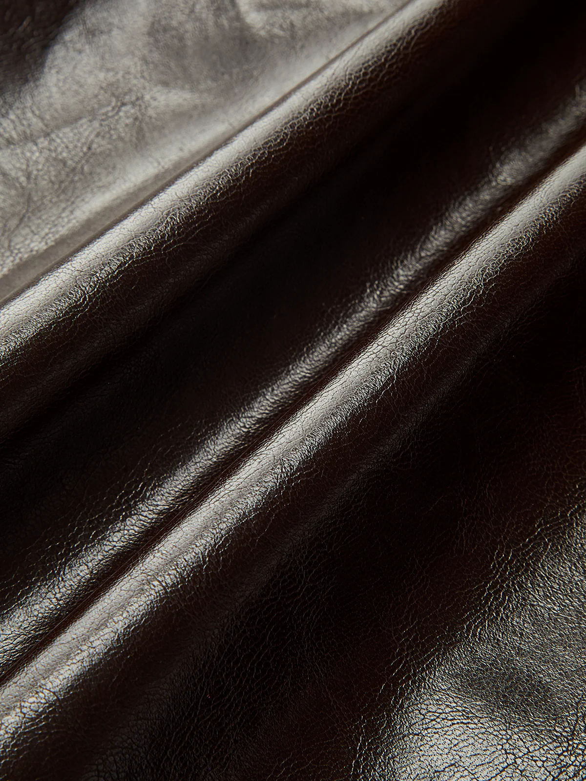 Asymmetric Ruched Slit Faux Leather Midi Skirt - Image 3