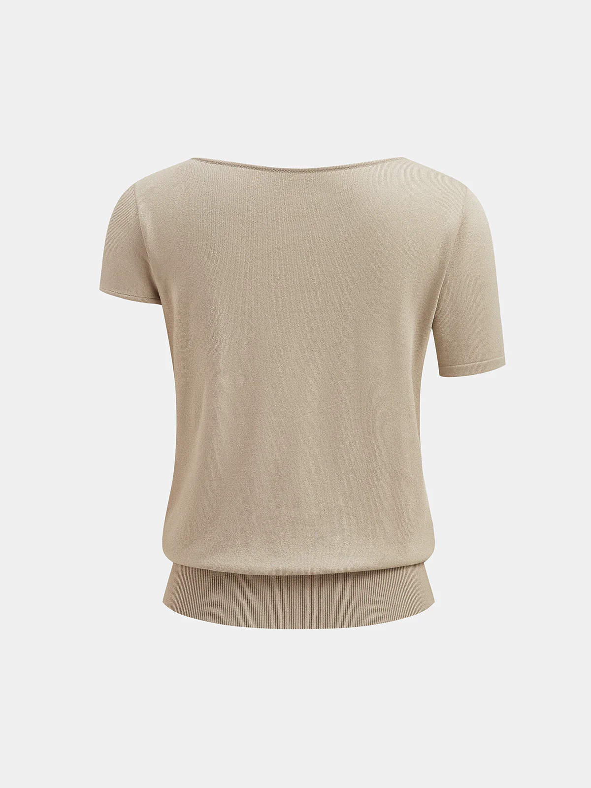 Asymmetric Short-Sleeve Knit Top - Image 2