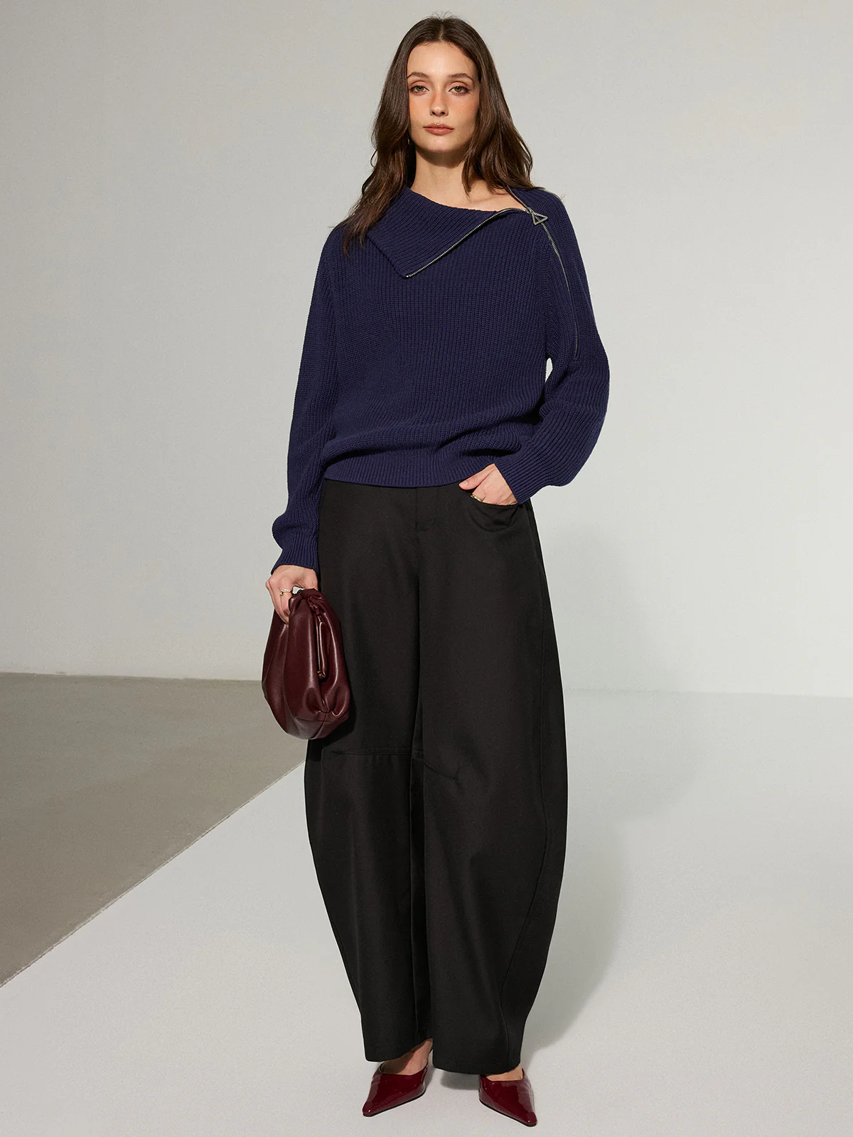 Asymmetric Side Zipper Sweater - Image 4