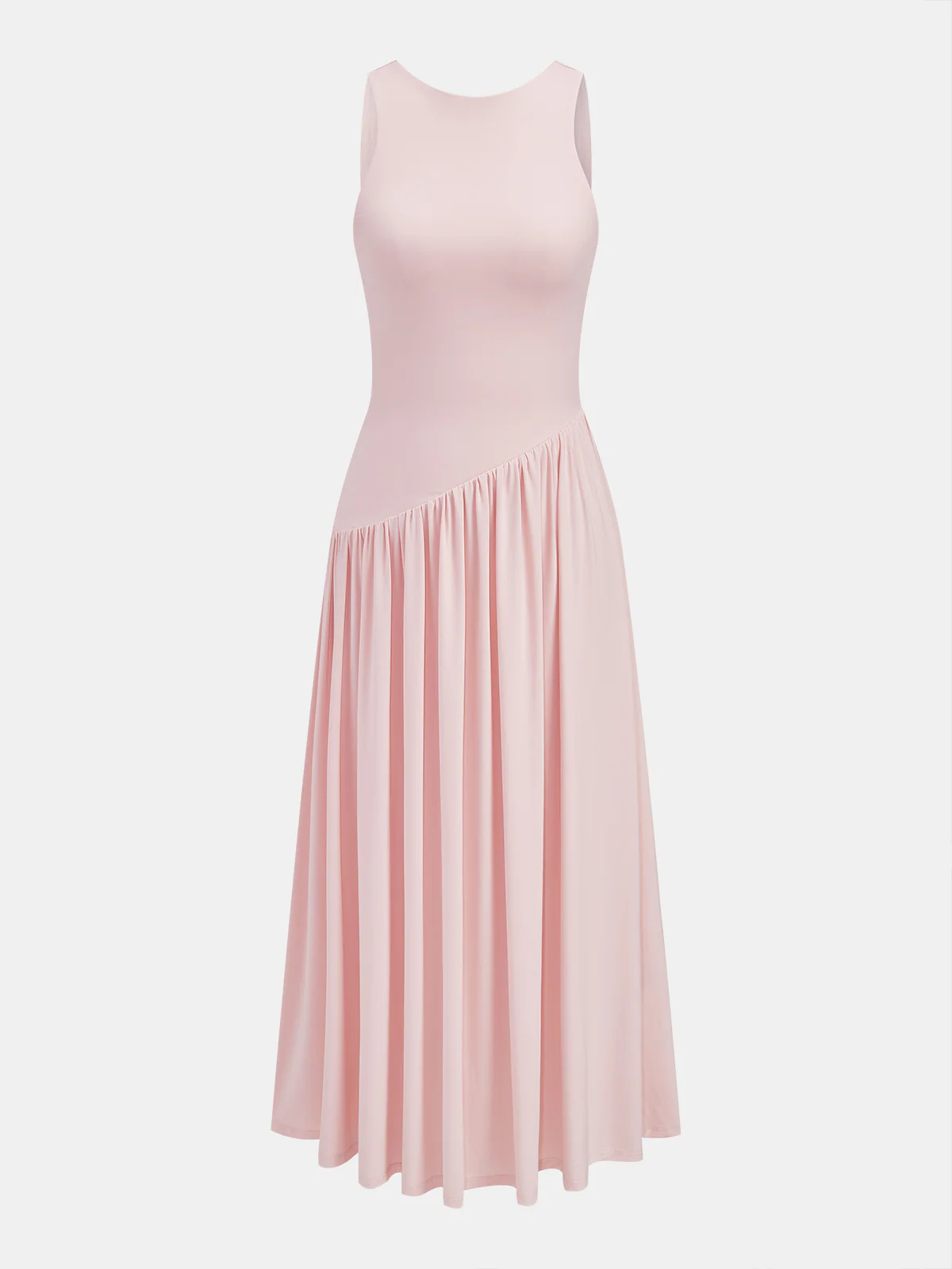 Asymmetric Sleeveless Backless Midi Dress - Image 2