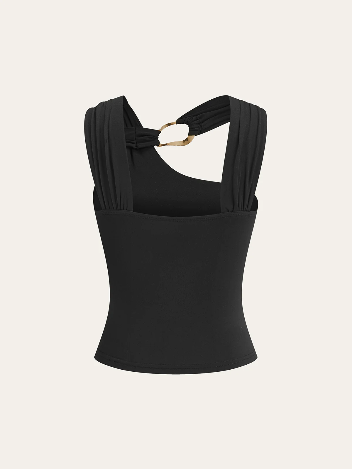 Asymmetric Strap Metal Ring Detail Top - Image 2
