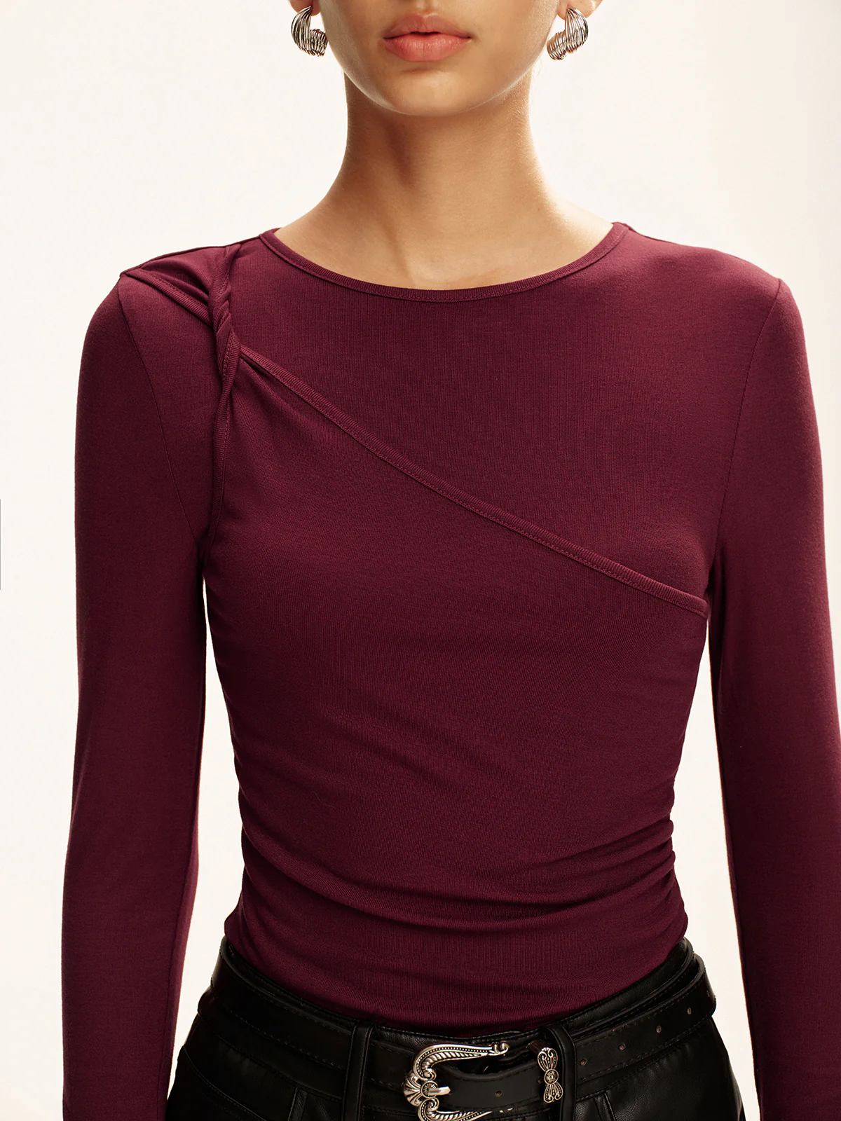 Asymmetric Twist Long-Sleeve Top - Image 3