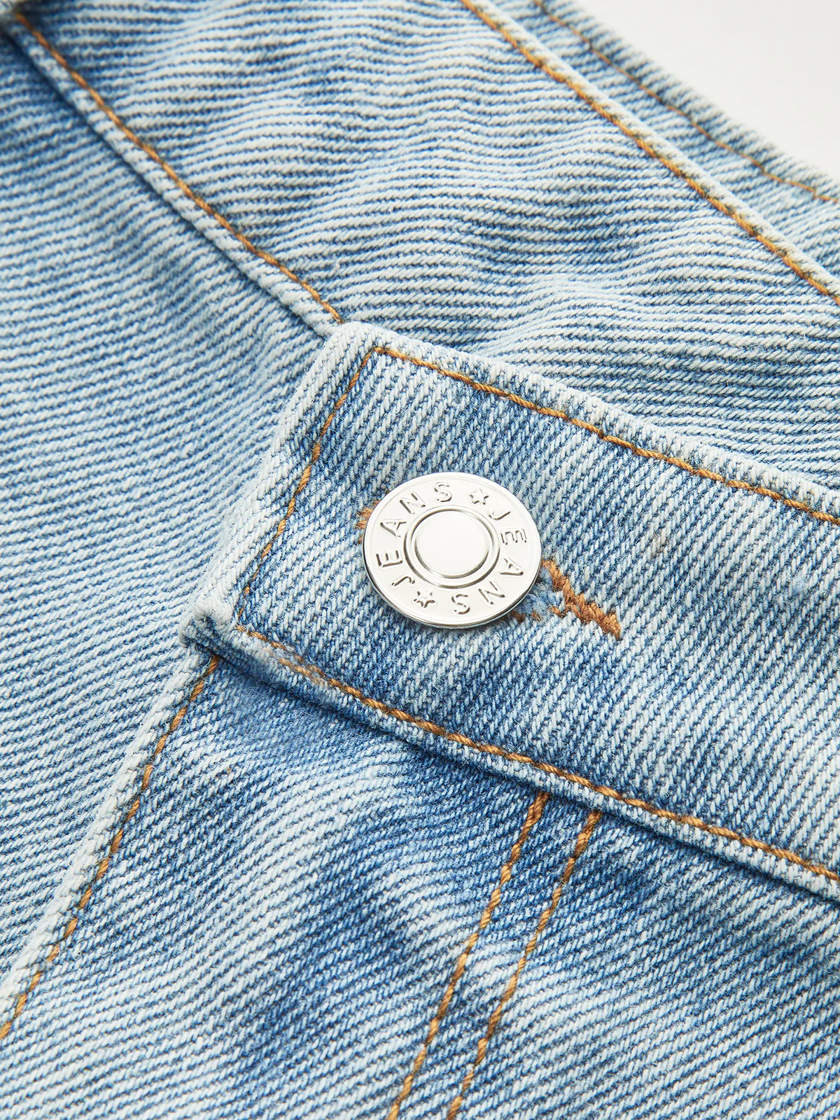 Asymmetric Waist Distressed Denim Shorts - Image 3