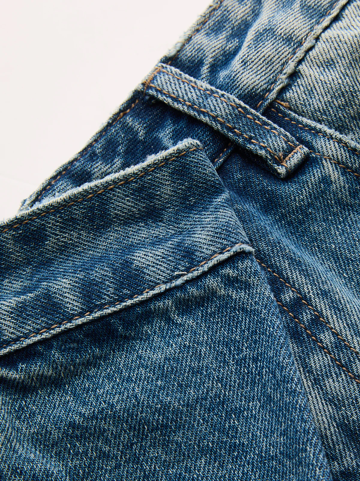Asymmetric Waist Wide Leg Denim Pants - Image 4