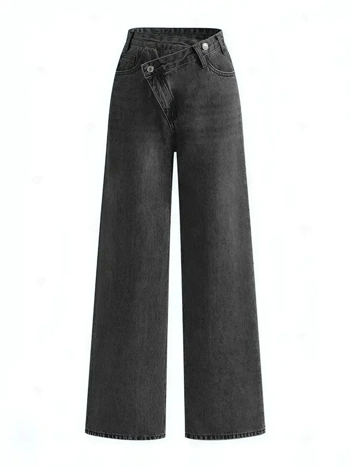 Asymmetric Waist Wide-Leg Jeans - Image 5
