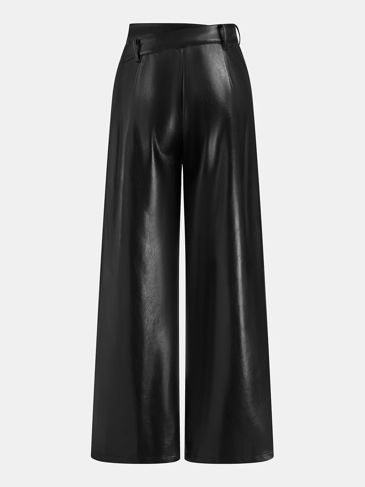 Asymmetric Waistband Faux Leather Pants - Image 2