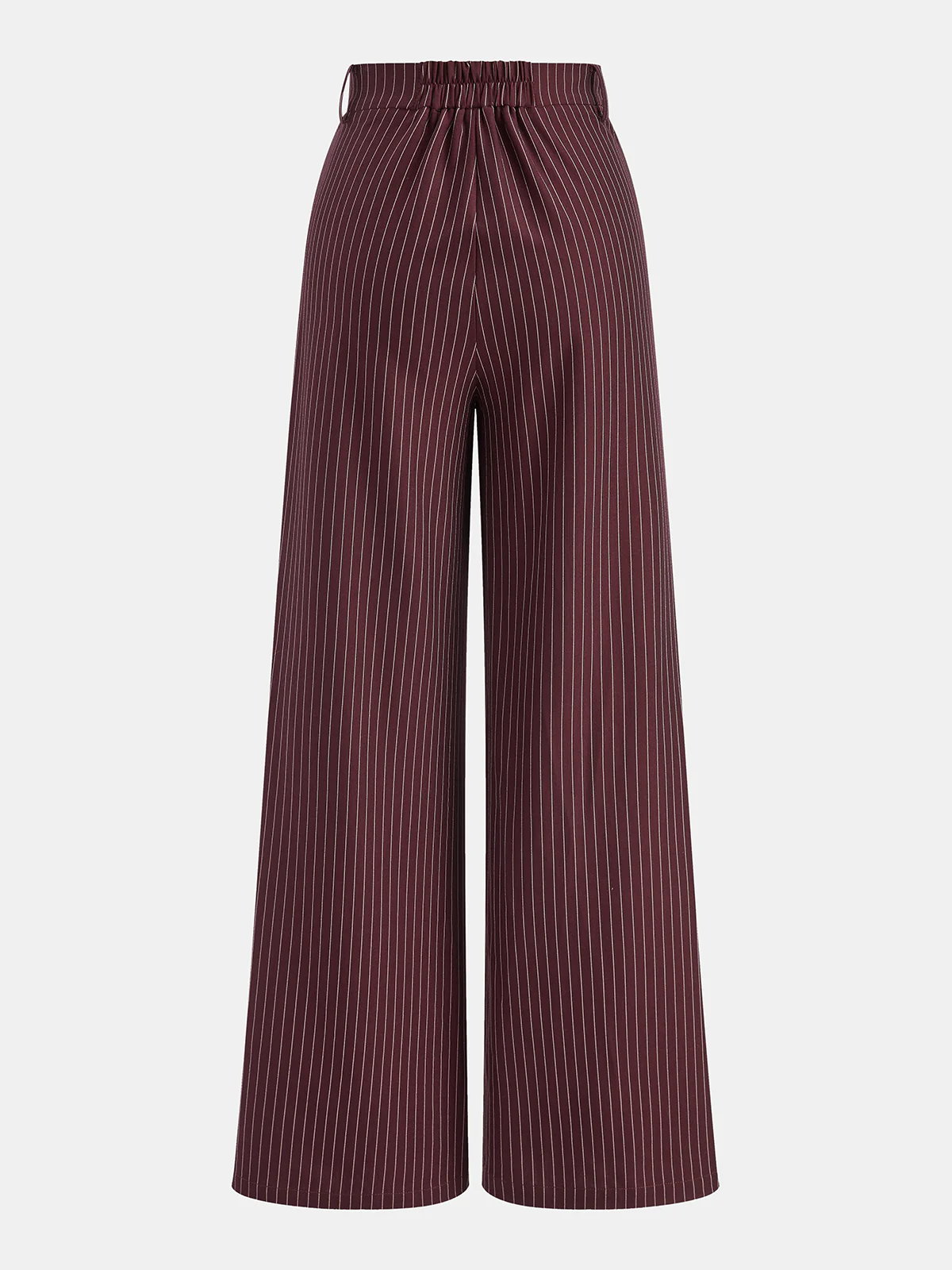 Asymmetric Waistband Pinstripe Wide-Leg Pants - Image 2