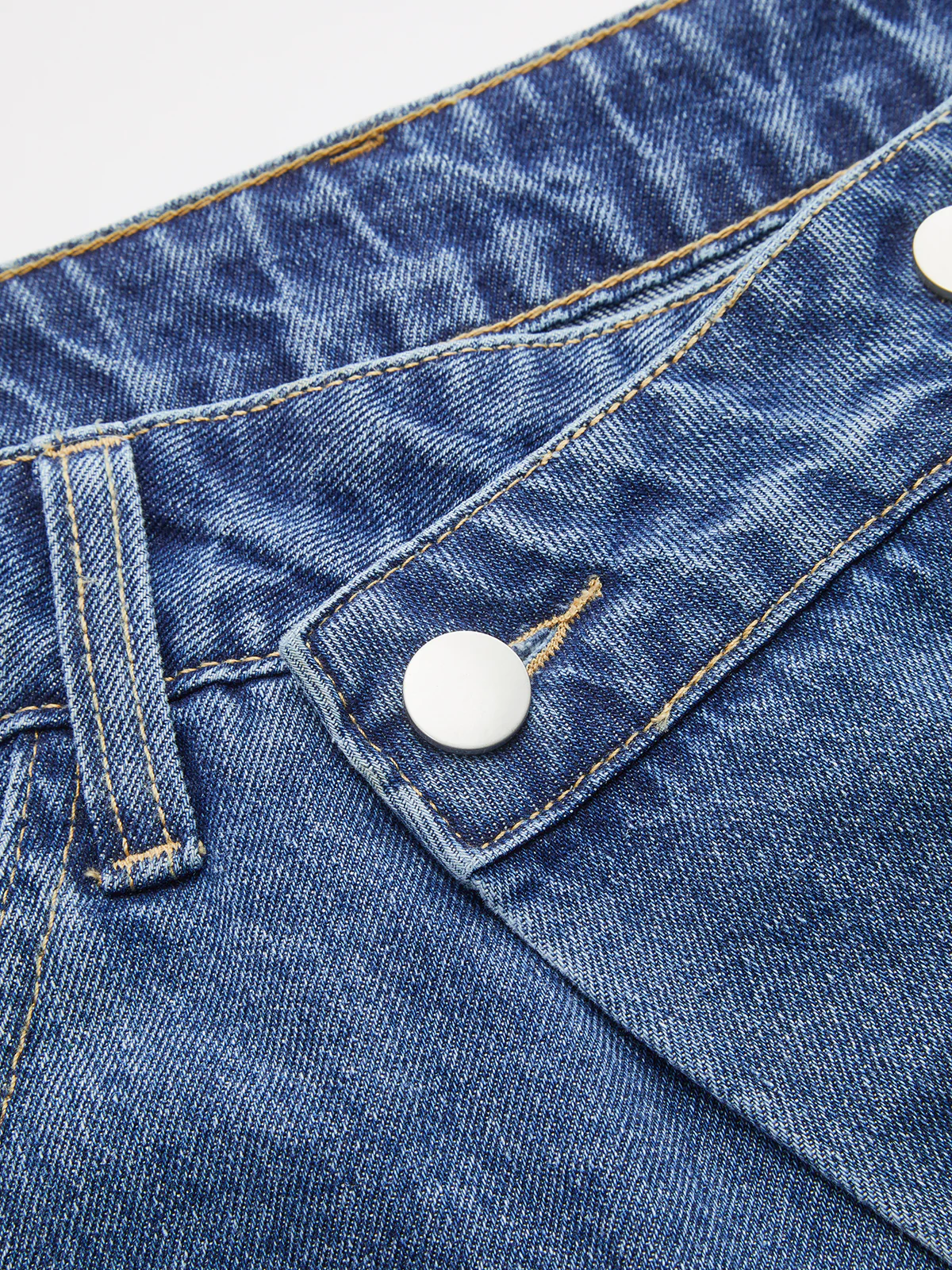 Asymmetric Wide Leg Denim Pants - Image 4