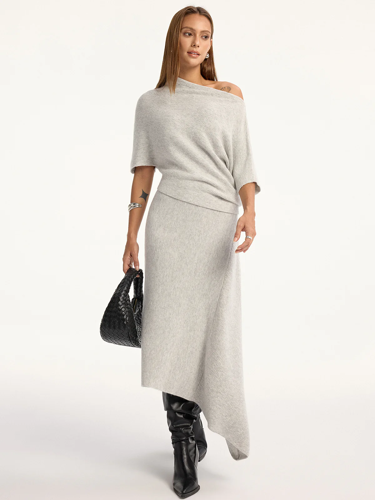 Asymmetric Wool-Blend Midi Skirt - Image 5