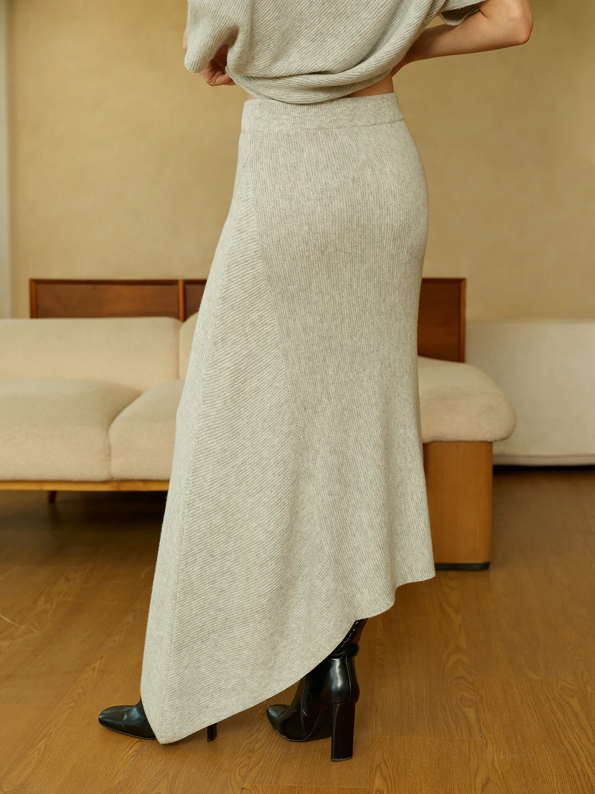 Asymmetric Wool-Blend Midi Skirt - Image 6