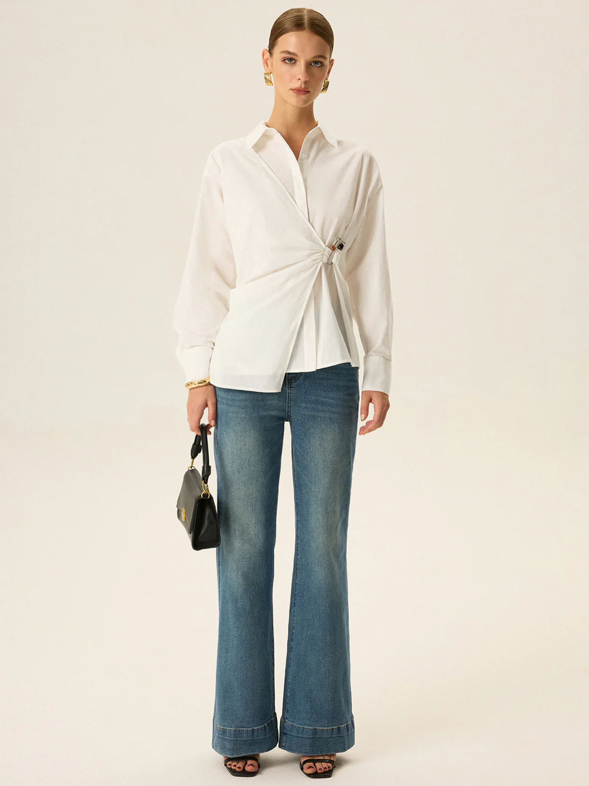 Asymmetric Wrap Long-Sleeve Shirt - Image 3