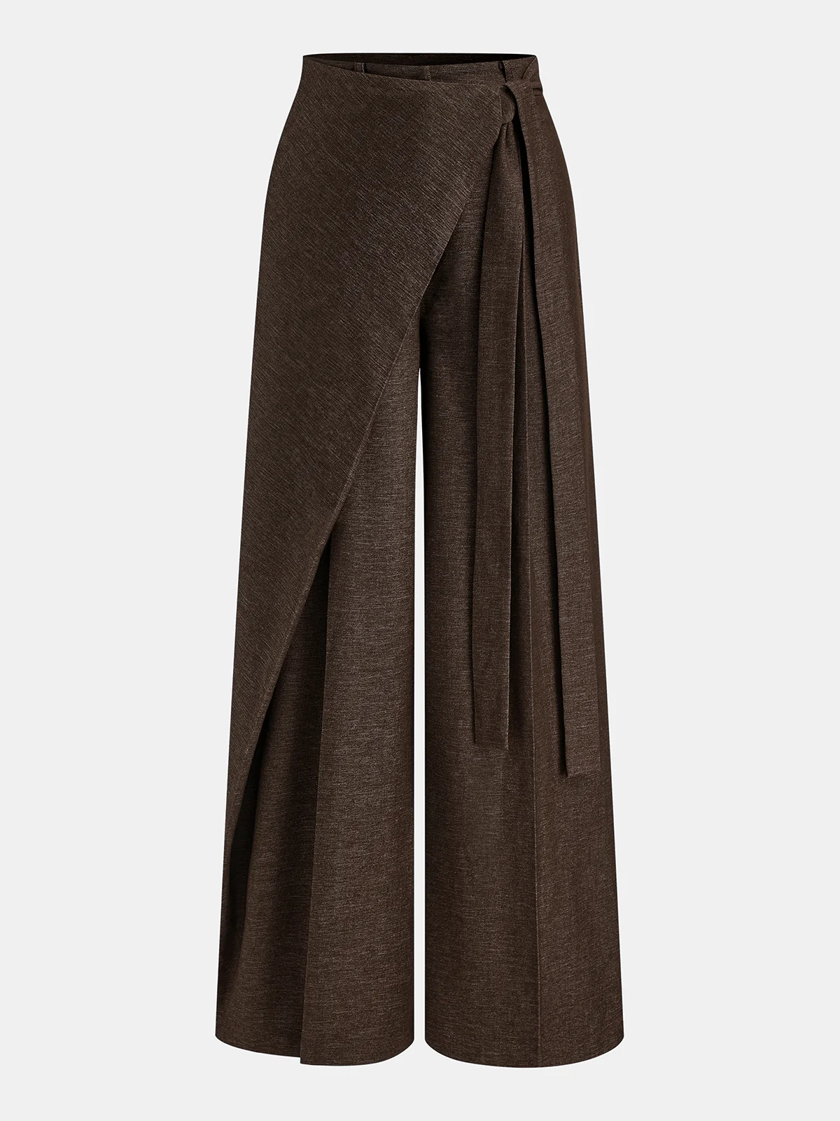 Puddle Hem Asymmetric Wrap Wide-Leg Pants - Image 6